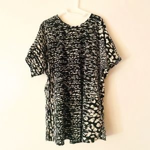 Band of Gypsies XS/S Black & White Print Kaftan Mini Dress